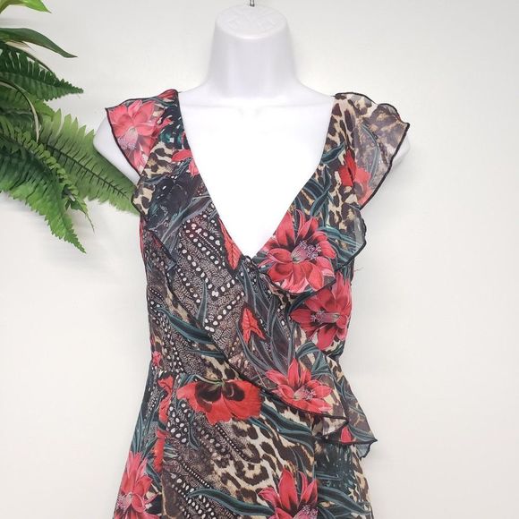 Guess Maxi Floral and Cheetah Print Dress Size Small - Picture 2 of 15